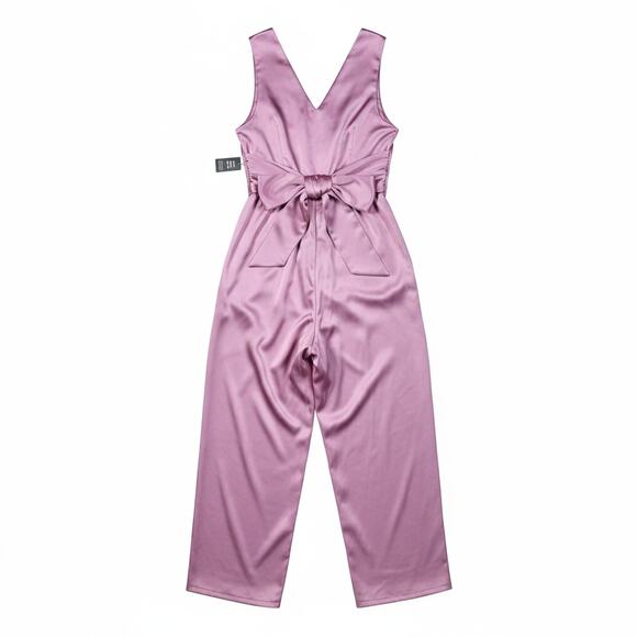 Express Blush Satin Belted Jumpsuit - Picture 4 of 7
